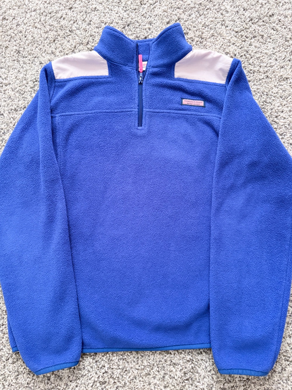 Vineyard Vines Women's Royal Blue Quarter-Zip Fleece with Pink Accents